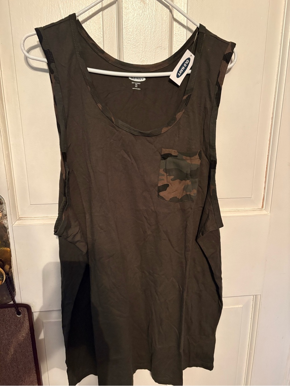 Old Navy Olive Green Tank with Camo Chest Pocket